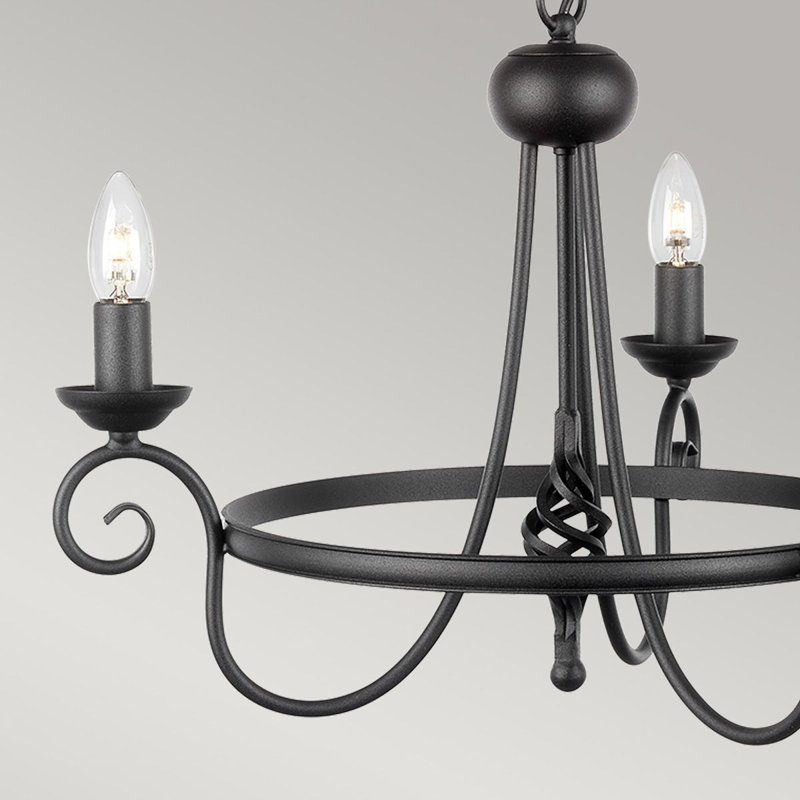 Ballycastle 3 - Light Candle Style Chandelier, Black