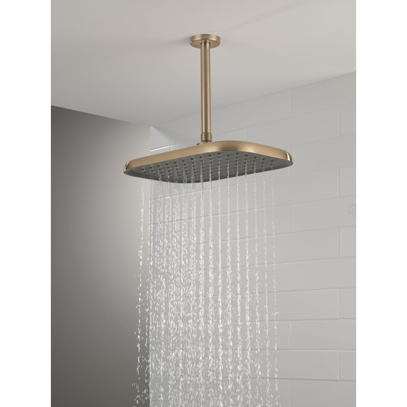 Pomme de douche à pluie ovale 14 pouces Delta, 1,75 gallons par minute, Lumicoat® bronze champagne, 1.75