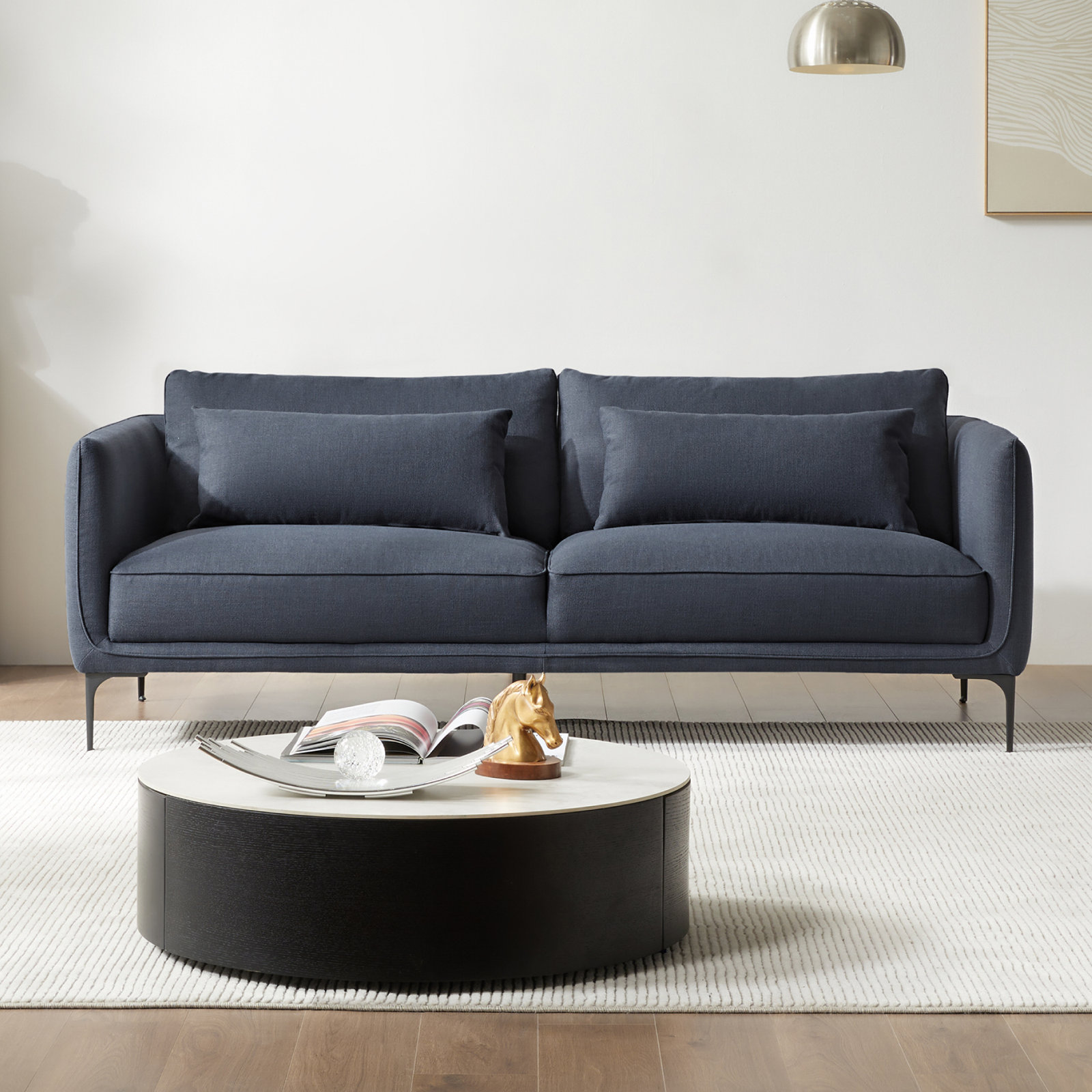 Rae 2-Piece Linen Living Room Set, Effie Indigo Performance Linen