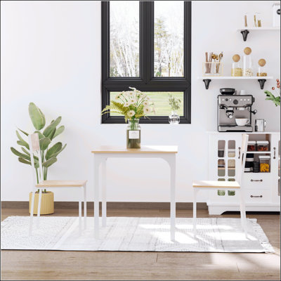 3-Piece Wooden Square Dining Table Set