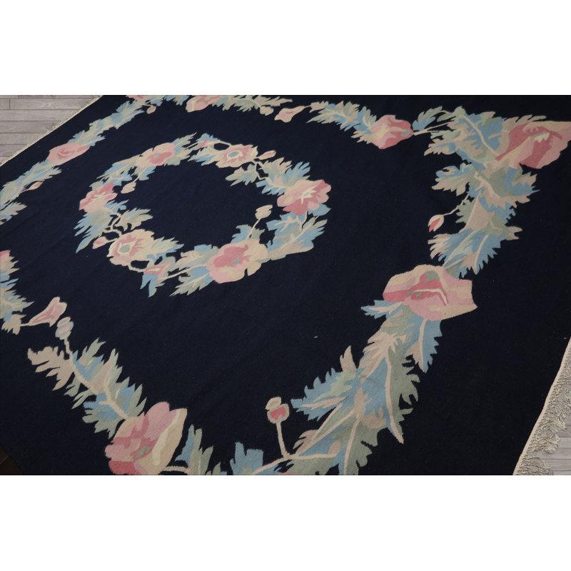 Tapis traditionnel kilim en laine tissé à la main 8 pi 9 po x 12