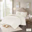 Ensemble d'édredon 3 pièces médaillon en chenille de coton capitonné blanc cassé / grand-131595159-131595161