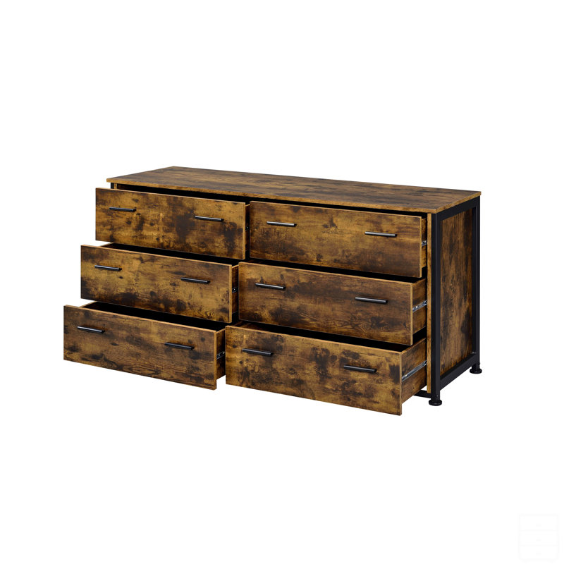 Commode en chêne rustique et finition noire