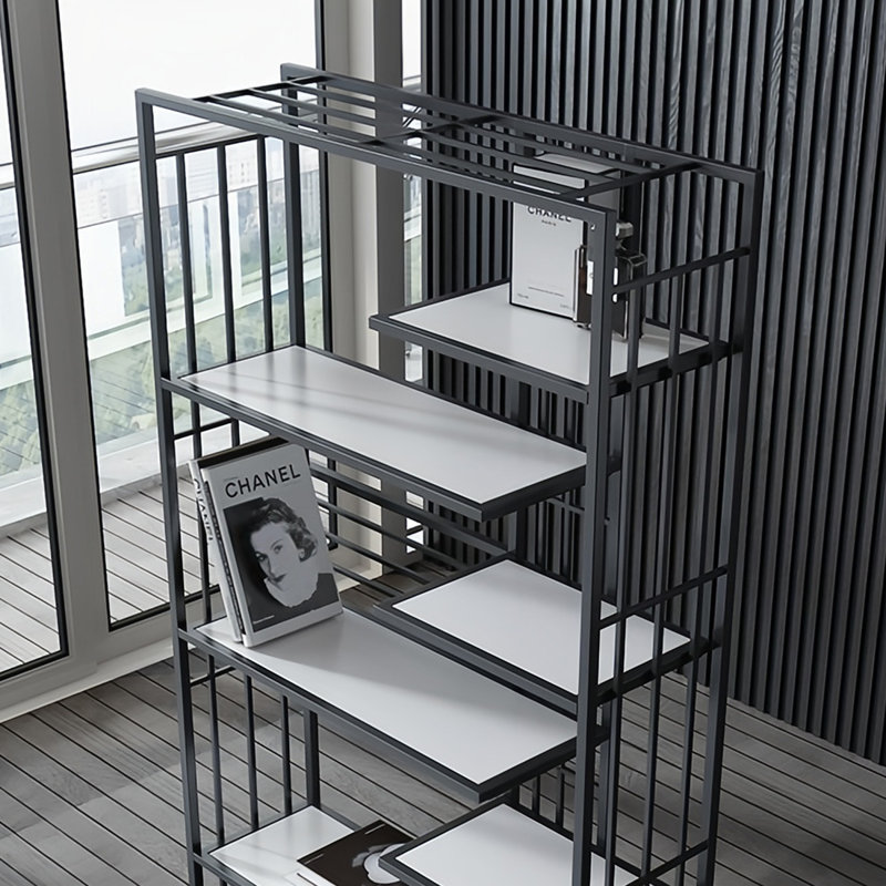 Une bibliothèque légère, moderne et créative, (6 tablettes) H 70,8 po x l 31,4 po x P 11,8 po, Noir / blanc