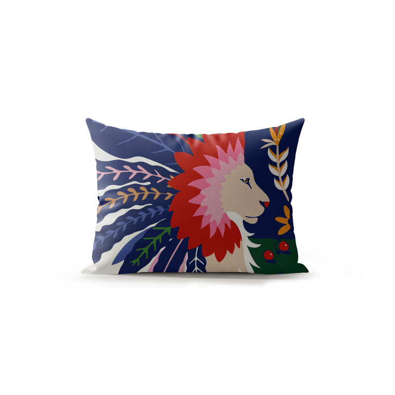 Lev Microsuede Lumbar Throw Pillow, Navy Blue/Red/Pink/Green