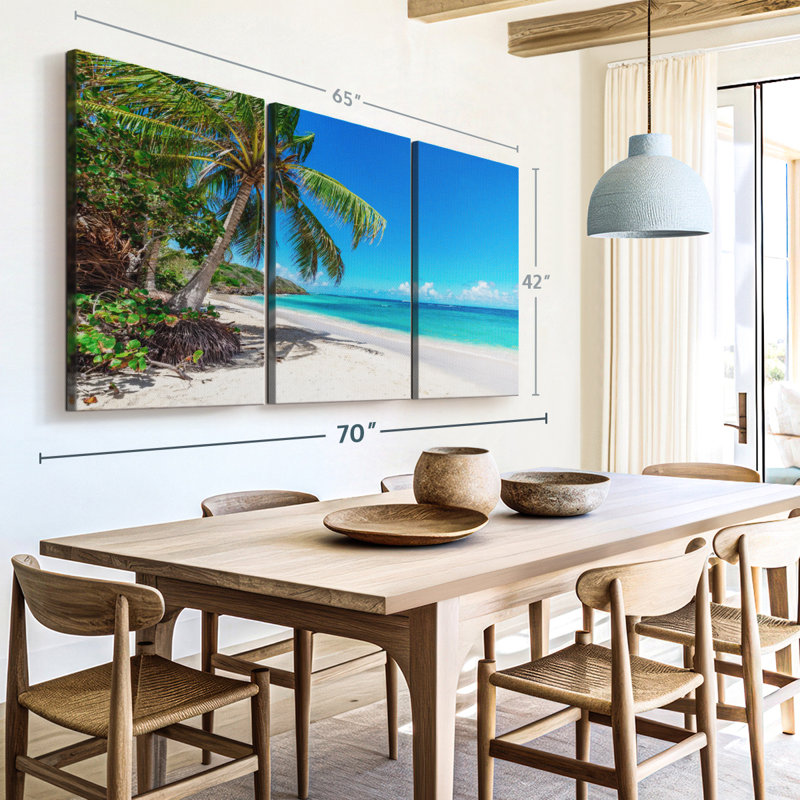 "Plage tropicale à Porto Rico" sur toile, H 42 po x l 65 po