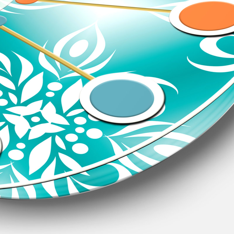 Motif rétro turquoise - horloge murale Mid-Century moderne, Grand