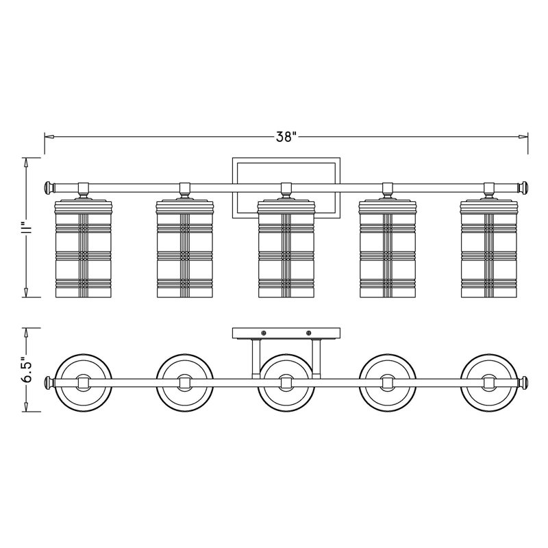 Meuble-lavabo 5 lumières Archer, Nickel poli