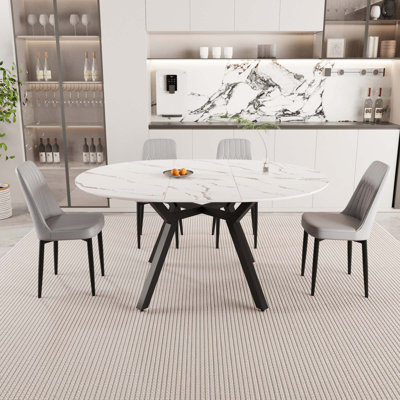 Ensemble de table de salle à manger extensible 47-63 ", 1 table et 4 chaises sans accoudoirs