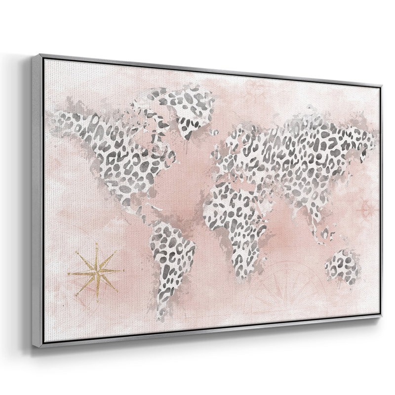 Carte de guépard rose sur toile, H 17 po x l 25 po x P 2 po, Argent