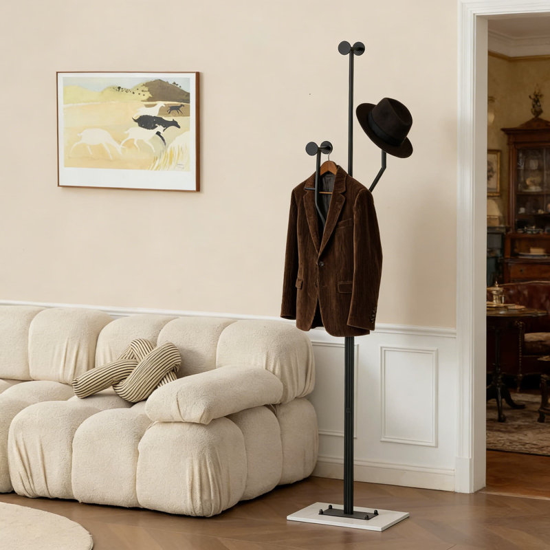 Heavy Duty Tree-Shaped Coat Rack With Marble Base, Freestanding Corner Hanger With 8 Hooks For Entryway, Hallway, And Bedroom Organization