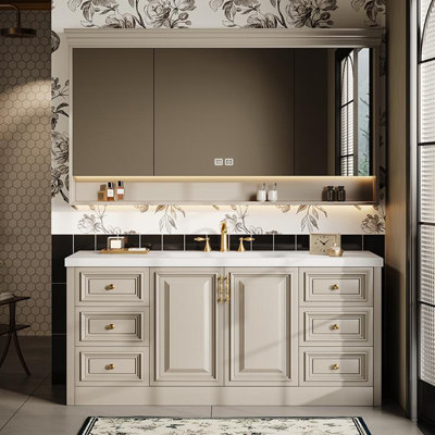 Light luxury retro style bathroom cabinet