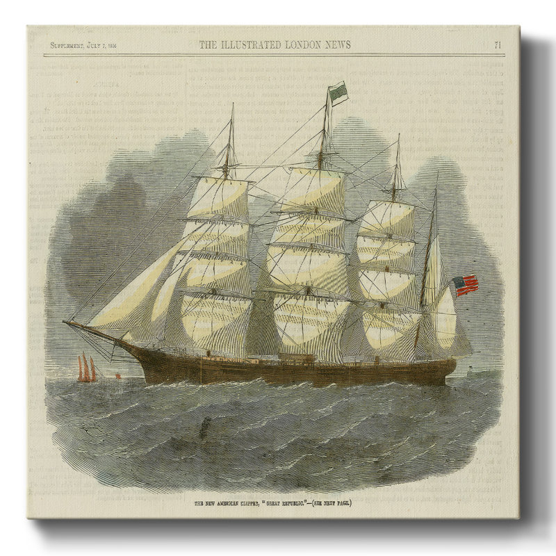 Plan de navire antique V, H 8 po x l 8 po x P 1,5 po