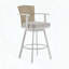 Tabouret de comptoir pivotant en aluminium avec bois de teck et coussin