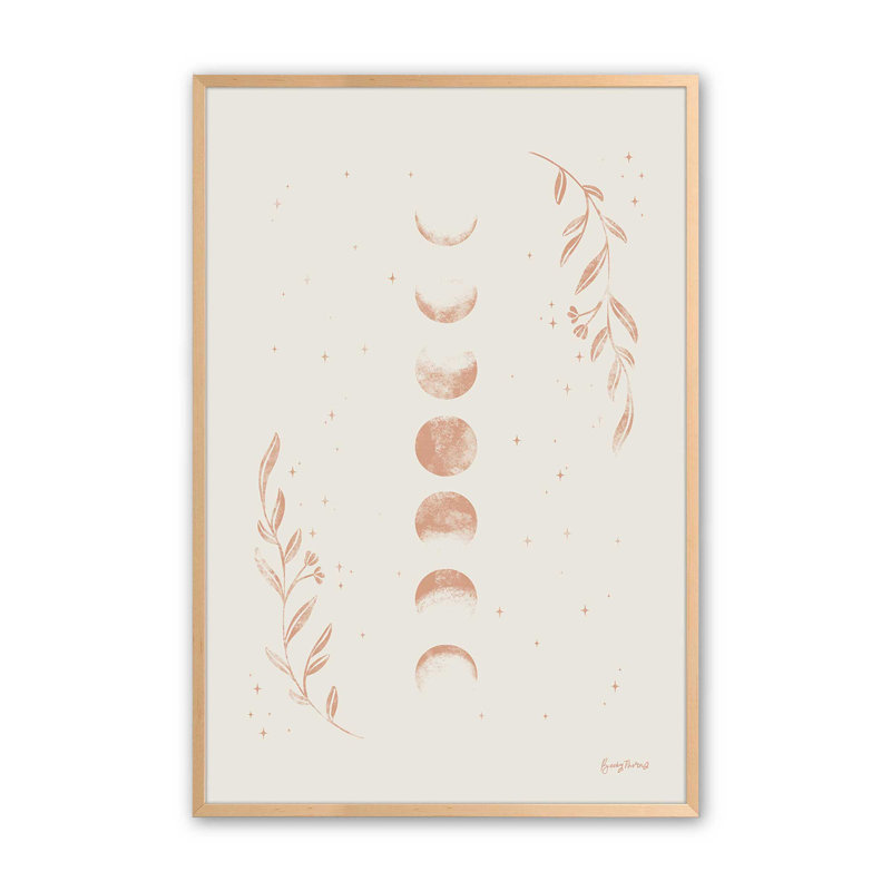 «Lunar Cycle Blossoms», H 15 po x l 12 po, Érable brut encadré