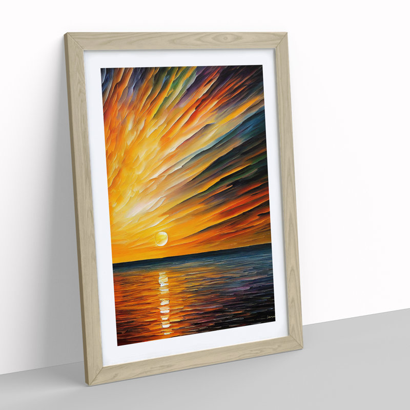 Ocean Sunrise No.5 - Framed Print, 64cm H x 46cm W, Oak
