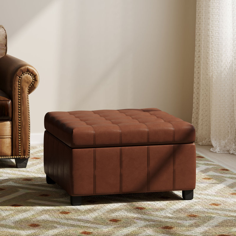 Banc de rangement repose-pieds, repose-pieds rembourré en similicuir, Brun