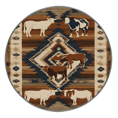 Washable Ranch Animal Southwestern Area Rug
