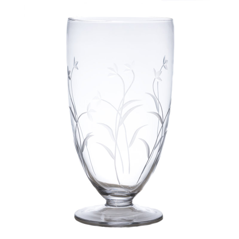 Anna Etched Floral Glass Hurricane Candle Holder