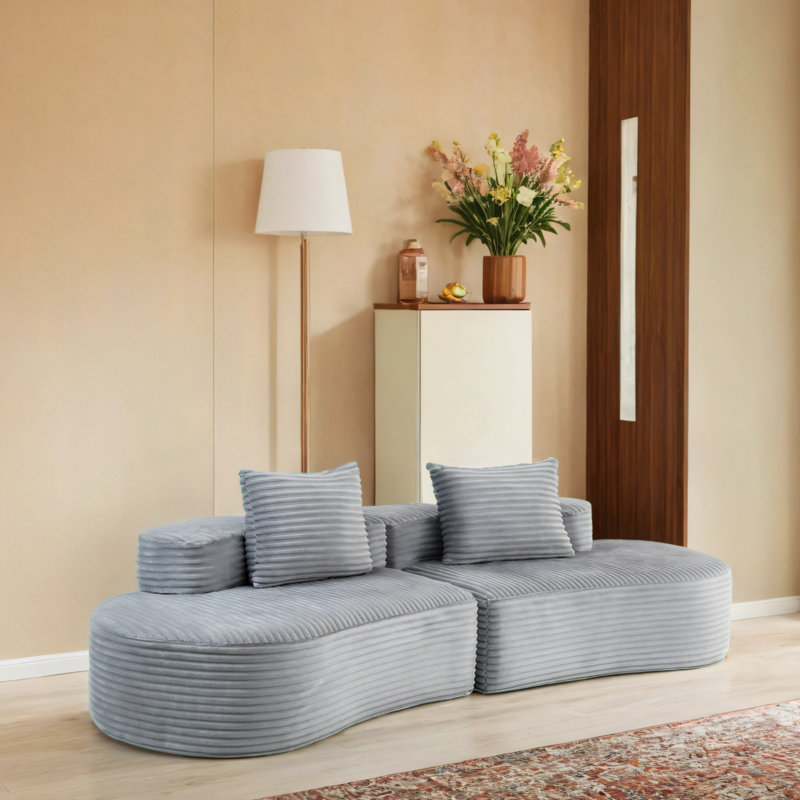 Canapé en tissu Corduroy, Gris