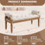 Banc rembourré en bois massif de style Mid-Century, banc de bout de lit avec accoudoirs roulés, repose-pieds capitonné classique, beige-1277687632