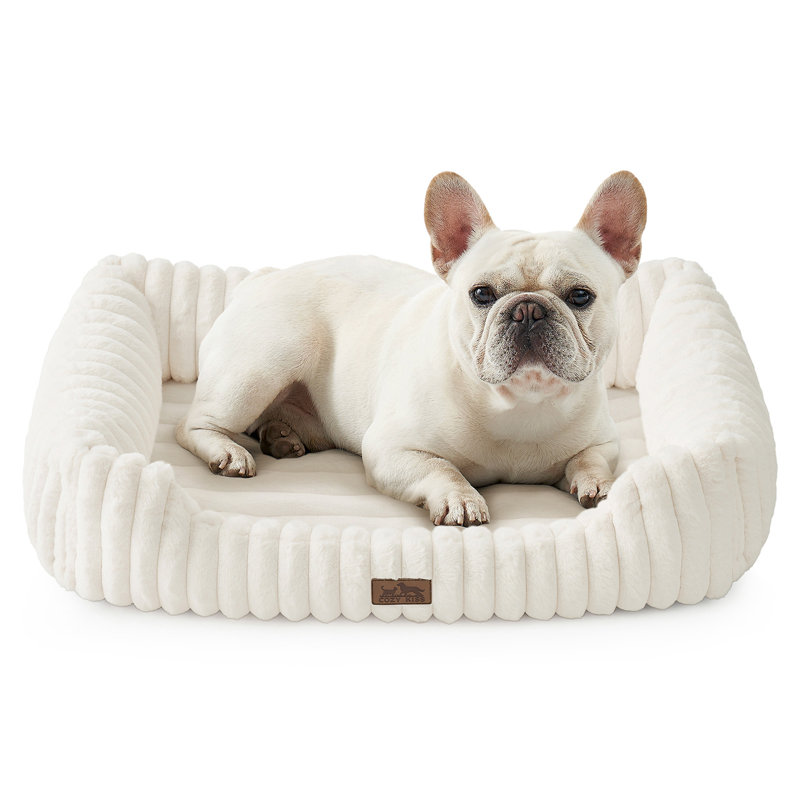 Lit lavable pour animaux de compagnie rectangulaire avec fond antidérapant, lit doux pour chat et chiot apaisant pour animaux de compagnie d'intérieur