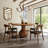 NEW SOLID WOOD TOP 53" - 5-pieces Round Pedestal Dining Set Ikerne 6/8 - Person -37892309-53036863