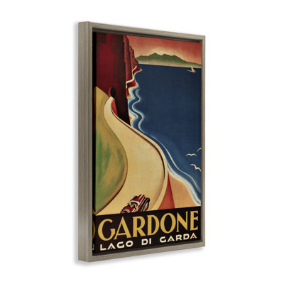 Vintage Gardone Travel Poster Framed Floater Canvas Wall Art, design by Marcus Jules