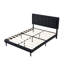 Grand lit plateforme tapissier en tissu grand format, support à lattes en bois massif, facile à assembler, noir-129379386