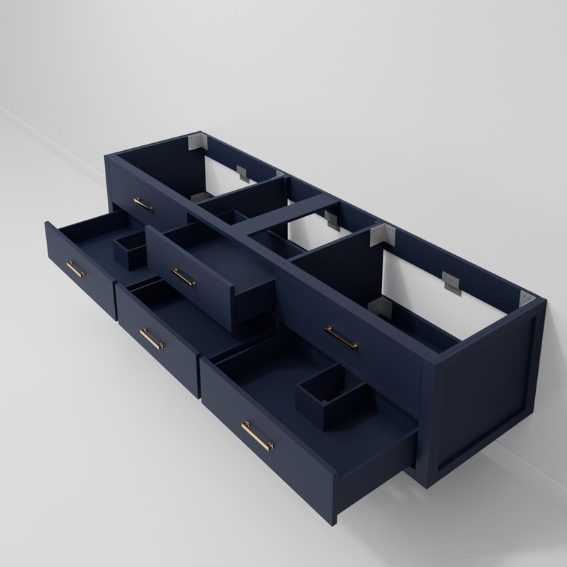 Meuble-lavabo double l 84 po x P 22 po Castor, Bleu