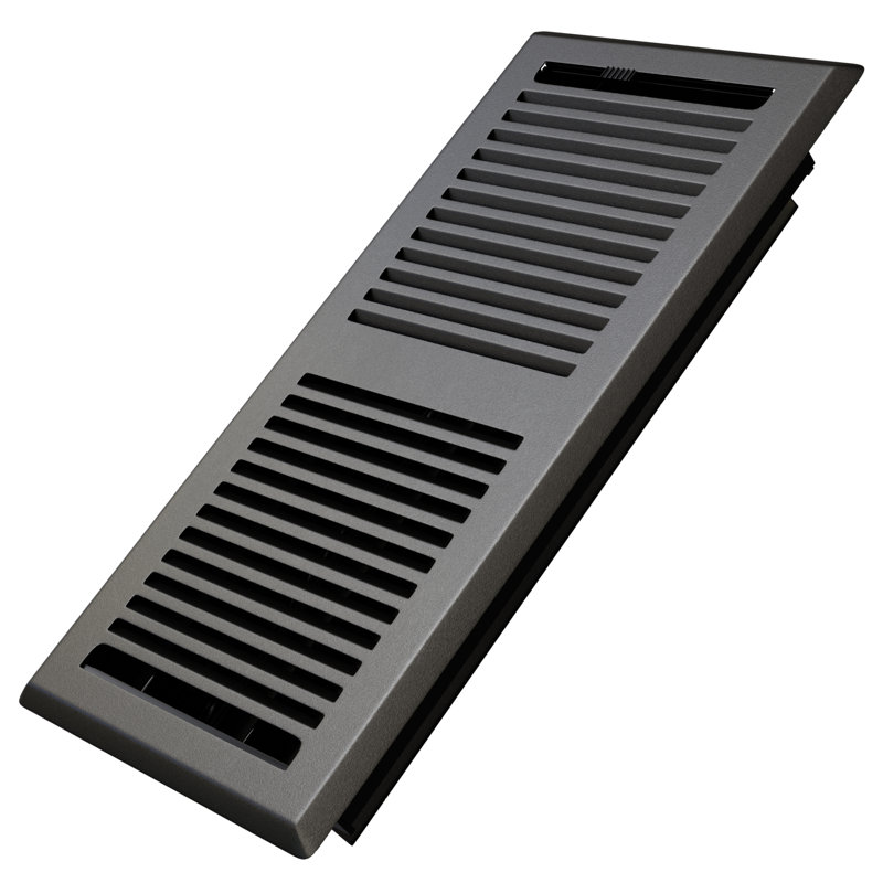 Contemporary Floor Vent Cover Register With Mesh Net, Matte Black, 1.5" H  x 4" W x 12" L