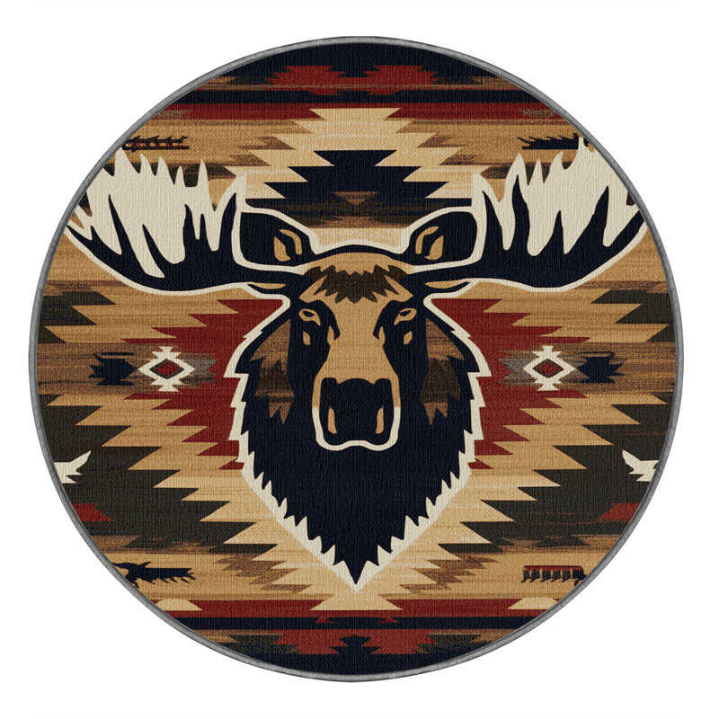  Tapis lavable orignal du sud-ouest, Rond 4 pi