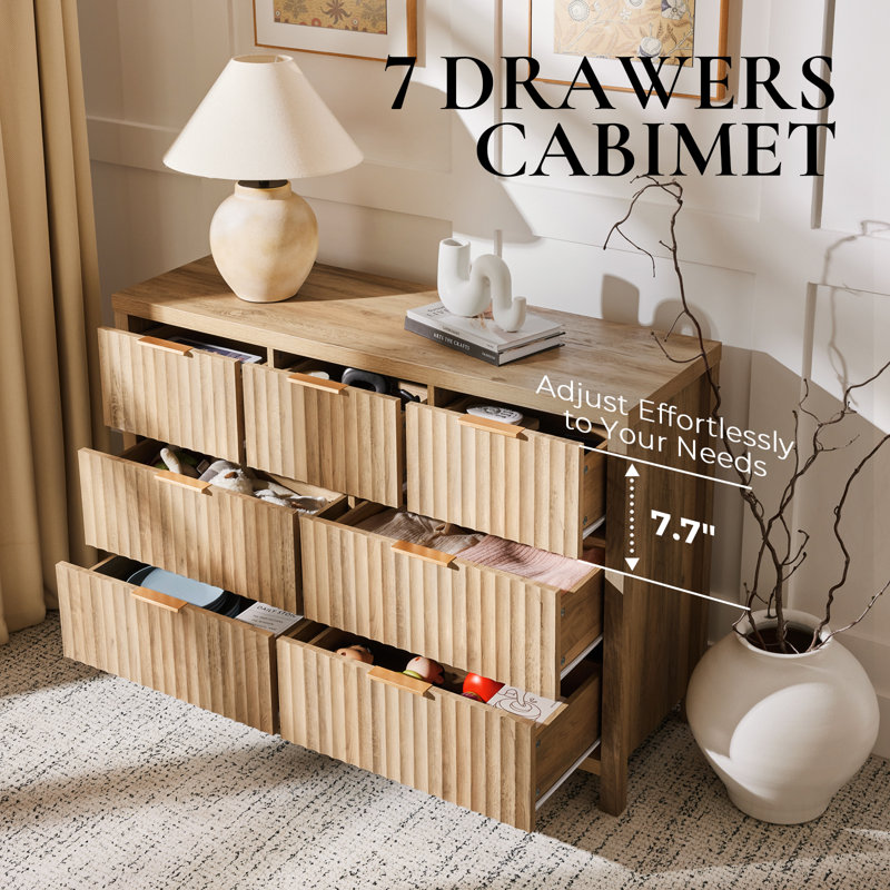 118cm W 7 - Drawer Chest of Drawers, Sand Oak