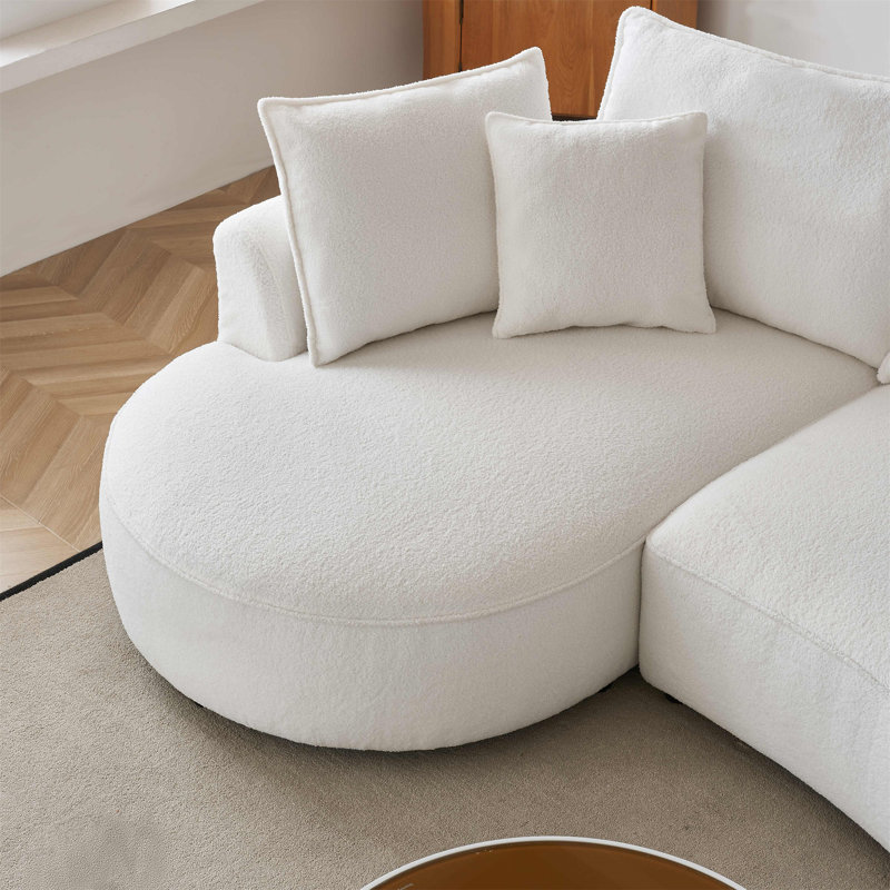 122.8" Curved Sofa Modern Curved Couch Living Room Modular Sectional Sofa, White Boucle