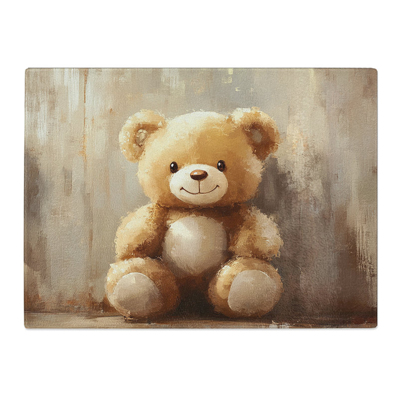 Teddy Bear Portrait  Glass Chopping Board