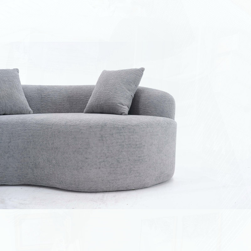 Causeuse modulaire courbée en S avec motif de tai-chi, Gris clair