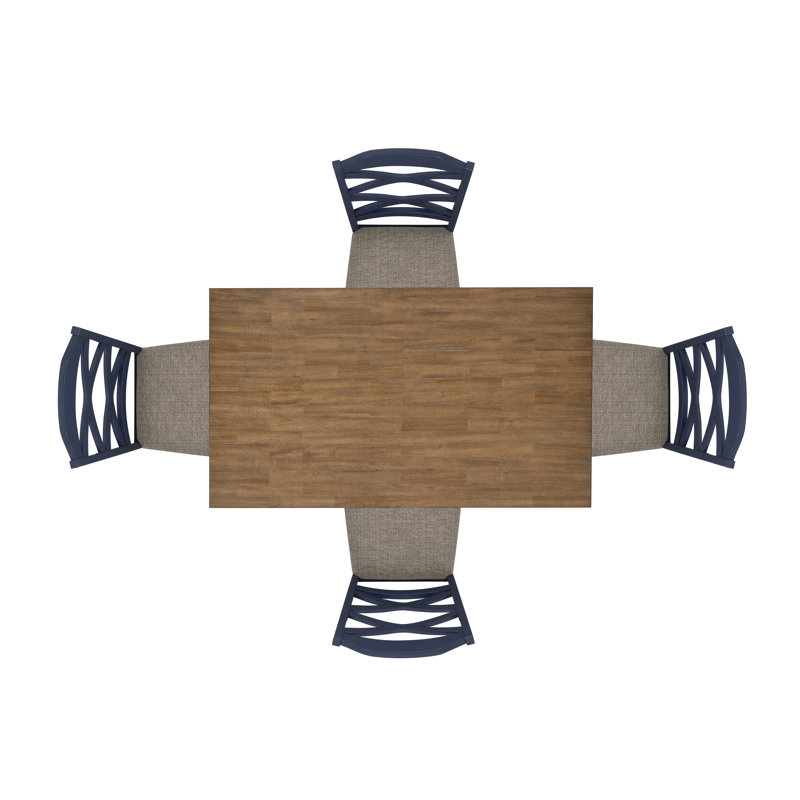 Thornbury Navy 5PC Dining Set, Light Brown/Navy, Navy
