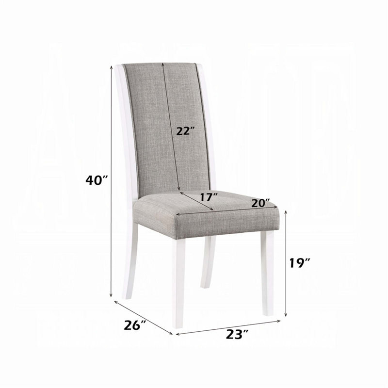 Ensemble de 2 chaises d'appoint Classic White Grey, entièrement rembourrées pour le confort et le style, idéales pour les salles à manger de style maison de campagne
