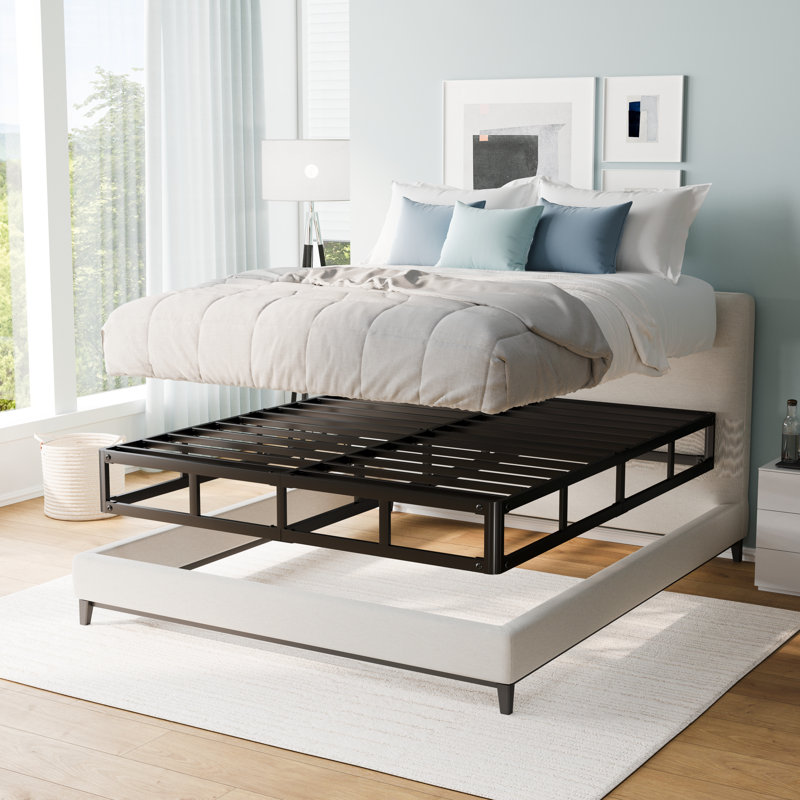 6-inch Reinforced Metal Mattress Foundation, Spring Box, Noise-Reducing  Anti-Slip Design, Removable Fabric Cover, Tool-Free Assembly