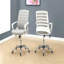 Chaise de bureau grise en métal chromé gris, hauteur réglable, pivotante, ergonomique, accoudoirs, bureau d'ordinateur, contemporain moderne