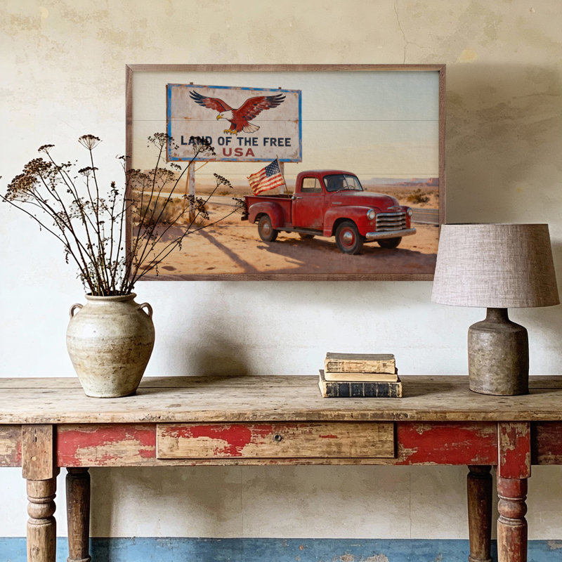 Land Of The Free Truck Print, H 16 po x l 24 po