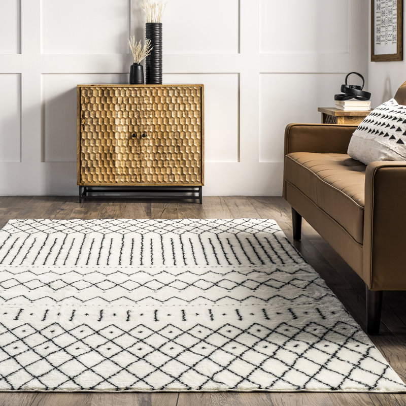 Tapis lavable en machine à treillis pour le salon, la chambre à coucher et la salle à manger, Rectangle 5 pi x 8 pi