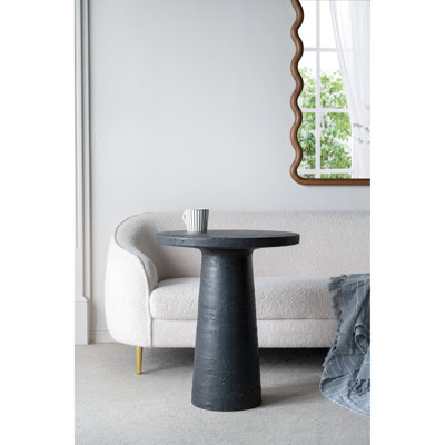 Black Round Side Table 22X22x25.5" With Magnesium - Practical For Nightstand, Entryway Accent Table, Plant Stand Or Living Room Decoration Base In Multipurpose Element