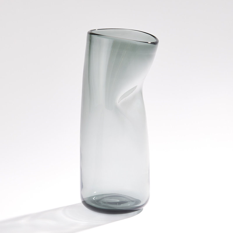 Contour Vase, 15" H x 7.25" W x 6.75" D, Gray