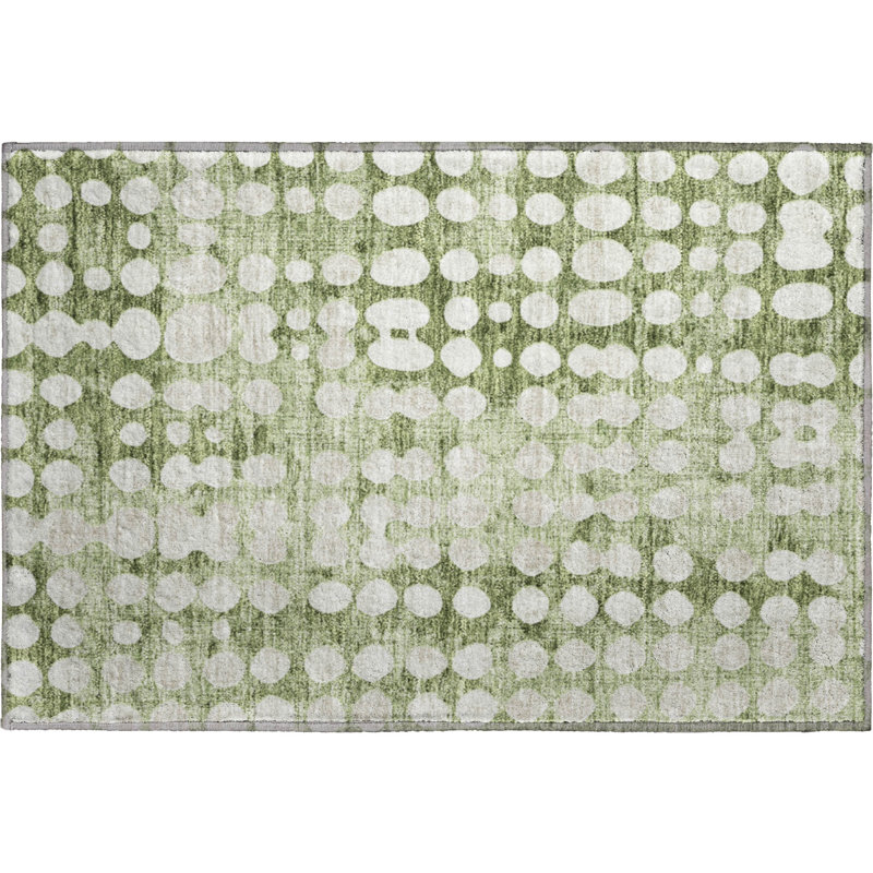Premium Machine Washable Prisco Aloe Rug, Rectangle 1'8" x 2'6"
