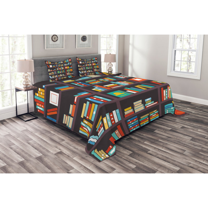 Aburio Black/Blue/Yellow Microfibre Bedspread Set, 220 x 264 cm