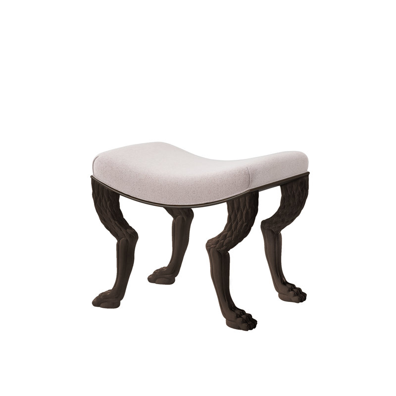 Nob Solid Wood Accent Stool, Espresso, Gray 1359-93