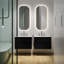 Linear 24 In. W X 21 In. D X 21.5 In. H Bath Vanity In Black Gloss With Solid Surface Countertop