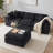 110" Boneless L-Shaped Modular Sectional Sofa with Ottoman, 3 Seat Chenille Cloud Couch for Living Room, No Assembly Required-1782611053-1782611040