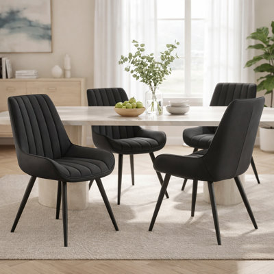 Chaises de salle à manger modernes, L 21,6 po x l 18,5 po x H 32,8 po, revêtement en tissu technique au design élégant, rembourrage au niveau du canapé, adapté aux animaux de compagnie, résistant aux égratignures durable, pour la cuisine, la salle à manger ou le bureau personnel